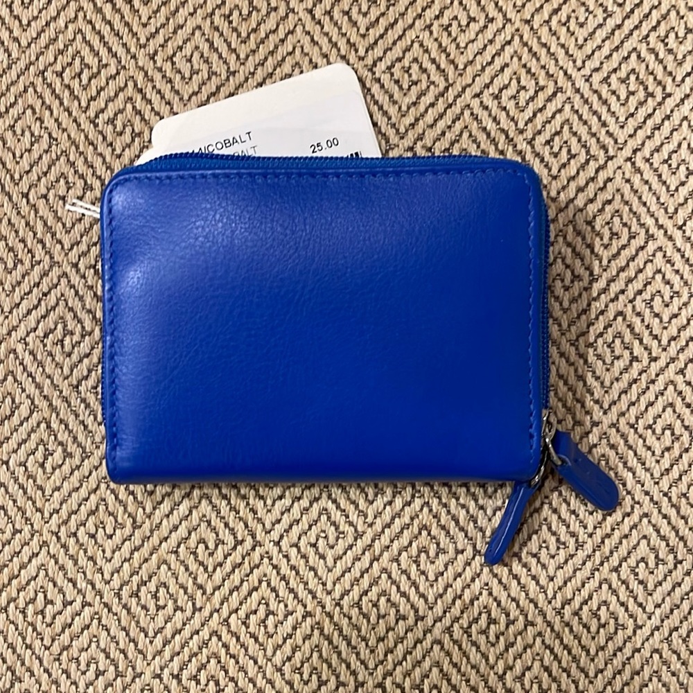 Cobalt Blue Zip-Around Leather Wallet